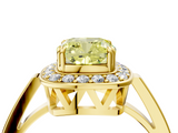 Yellow gold Fancy Yellow Cushion  Halo Diamond Ring with Split Shank and Four-Prong Setting_67