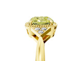 Yellow gold Fancy Yellow Cushion  Halo Diamond Ring with Tapered Band and Four-Prong Setting_12