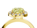 Yellow gold Fancy Yellow Cushion  Halo Diamond Solitaire with Pavé Band and Four-Prong Setting_100