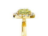 Yellow gold Fancy Yellow Cushion  Halo Diamond Solitaire with Pavé Band and Four-Prong Setting_101