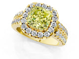 Yellow gold Fancy Yellow Cushion  Halo Diamond Split Shank Engagement Ring with Prong Setting_16