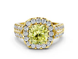 Yellow gold Fancy Yellow Cushion  Halo Diamond Split Shank Engagement Ring with Prong Setting_27