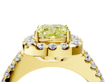 Yellow gold Fancy Yellow Cushion  Halo Diamond Split Shank Engagement Ring with Prong Setting_31