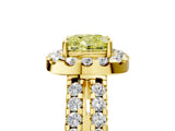 Yellow gold Fancy Yellow Cushion  Halo Diamond Split Shank Engagement Ring with Prong Setting_32