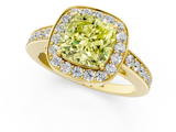 Yellow gold Fancy Yellow Cushion  Halo Pavé Diamond Engagement Ring with Bezel Setting_21