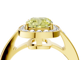 Yellow gold Fancy Yellow Cushion  Halo Pavé Diamond Engagement Ring with Bezel Setting_24