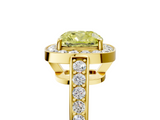 Yellow gold Fancy Yellow Cushion  Halo Pavé Diamond Engagement Ring with Bezel Setting_25