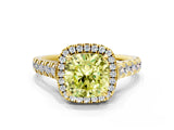 Yellow gold Fancy Yellow Cushion  Halo Pavé Diamond Engagement Ring with Four-Prong Setting_26