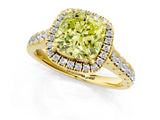 Yellow gold Fancy Yellow Cushion  Halo Pavé Diamond Engagement Ring with Four-Prong Setting_27