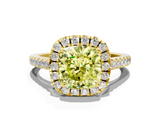Yellow gold Fancy Yellow Cushion  Halo Pavé Diamond Engagement Ring with Four-Prong Setting_3
