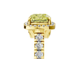 Yellow gold Fancy Yellow Cushion  Halo Pavé Diamond Engagement Ring with Four-Prong Setting_31