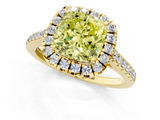 Yellow gold Fancy Yellow Cushion  Halo Pavé Diamond Engagement Ring with Four-Prong Setting_4
