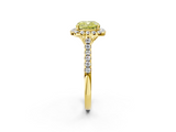 Yellow gold Fancy Yellow Cushion  Halo Pavé Diamond Engagement Ring with Four-Prong Setting_5