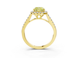 Yellow gold Fancy Yellow Cushion  Halo Pavé Diamond Engagement Ring with Four-Prong Setting_6