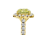 Yellow gold Fancy Yellow Cushion  Halo Pavé Diamond Engagement Ring with Four-Prong Setting_8