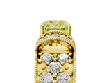 Yellow gold Fancy Yellow Cushion  Halo Pave Diamond Engagement Ring with Milgrain Detailing_54