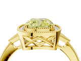 Yellow gold Fancy Yellow Cushion  Halo Round Diamond Milgrain Pave Engagement Ring_7