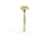 Yellow gold Fancy Yellow Cushion  Halo Round Diamond Pavé Band Four-Prong Ring_5