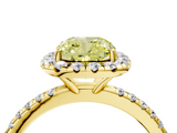 Yellow gold Fancy Yellow Cushion  Halo Round Diamond Pavé Band Four-Prong Ring_7