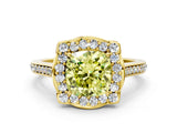 Yellow gold Fancy Yellow Cushion  Halo Round Diamond Pave Band with Four-Prong Setting_39