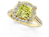 Yellow gold Fancy Yellow Cushion  Halo Round Diamond Pave Band with Four-Prong Setting_40