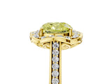 Yellow gold Fancy Yellow Cushion  Halo Round Diamond Pave Band with Four-Prong Setting_44