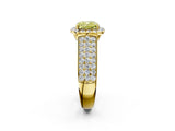 Yellow gold Fancy Yellow Cushion  Halo Round Diamond Pave Band with Prong Setting 3