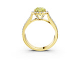 Yellow gold Fancy Yellow Cushion  Halo Round Diamond Pave Band with Prong Setting 4