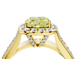 Yellow gold Fancy Yellow Cushion  Halo Round Diamond Pave Band with Prong Setting 5