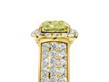 Yellow gold Fancy Yellow Cushion  Halo Round Diamond Pave Band with Prong Setting