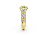 Yellow gold Fancy Yellow Cushion  Halo Round Diamond Pave Band with Prong Setting_14