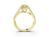 Yellow gold Fancy Yellow Cushion  Halo Round Diamond Pave Band with Prong Setting_15