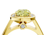 Yellow gold Fancy Yellow Cushion  Halo Solitaire Diamond Ring with Pave Band and Bezel Setting_52