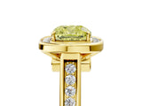 Yellow gold Fancy Yellow Cushion  Halo Solitaire Diamond Ring with Pave Band and Bezel Setting_53