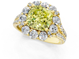Yellow gold Fancy Yellow Cushion  Halo Split Shank Diamond Engagement Ring with Pave Band and Four-Prong Setting_55