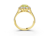 Yellow gold Fancy Yellow Cushion  Halo Split Shank Diamond Engagement Ring with Pave Band and Four-Prong Setting_57