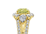 Yellow gold Fancy Yellow Cushion  Halo Split Shank Diamond Engagement Ring with Prong Setting_25