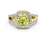Yellow gold Fancy Yellow Cushion  Halo Split Shank Diamond Ring with Four-Prong Setting_32