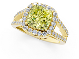Yellow gold Fancy Yellow Cushion  Halo Split Shank Diamond Ring with Four-Prong Setting_33
