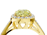 Yellow gold Fancy Yellow Cushion  Halo Split Shank Diamond Ring with Four-Prong Setting_36