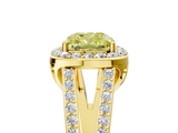 Yellow gold Fancy Yellow Cushion  Halo Split Shank Diamond Ring with Four-Prong Setting_37