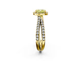 Yellow gold Fancy Yellow Cushion  Halo Split Shank Diamond Ring with Pavé Setting 2