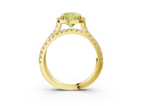 Yellow gold Fancy Yellow Cushion  Halo Split Shank Diamond Ring with Pavé Setting 3