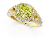 Yellow gold Fancy Yellow Cushion  Halo Split Shank Diamond Ring with Prong Setting_21