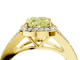 Yellow gold Fancy Yellow Cushion  Halo Split Shank Pave Diamond Ring with Four-Prong Setting_41