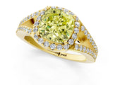 Yellow gold Fancy Yellow Cushion  Halo Split Shank Pave Diamond Ring with Four-Prong Setting_50