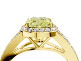 Yellow gold Fancy Yellow Cushion  Halo Split Shank Pave Diamond Ring with Four-Prong Setting_53