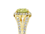 Yellow gold Fancy Yellow Cushion  Halo Split Shank Pave Diamond Ring with Four-Prong Setting_54
