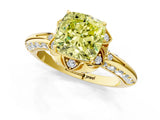 Yellow gold Fancy Yellow Cushion  Halo Split Shank Pave Diamond Ring with Petal Prong Setting_28