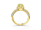 Yellow gold Fancy Yellow Cushion  Halo Split Shank Pave Diamond Ring with Petal Prong Setting_30